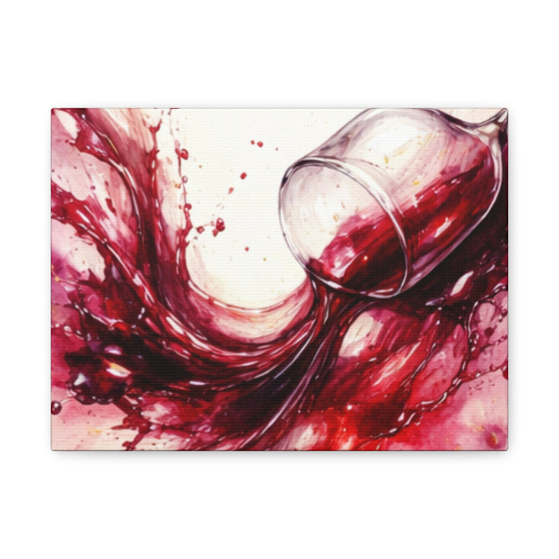Red Wine Splash Canvas Art — Stretched Matte Wall Print