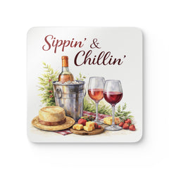 Sippin' & Chillin' Cork Coaster Set — Wine & Cozy Collection