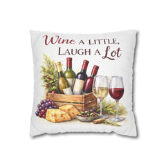 Wine A Little, Laugh A Lot Decorative Pillow Cover— Wine & Cozy Collection