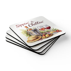 Sippin' & Chillin' Cork Coaster Set — Wine & Cozy Collection