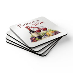 Partners in Wine Cork Coaster Set of 4 — Wine & Cozy Collection