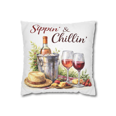 Sippin' & Chillin' Wine Picnic Decorative Pillow cover - Wine & Cozy Collection