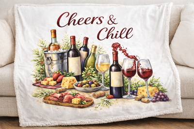 Cheers & Chill Sherpa Blanket — Wine & Cozy Collection
