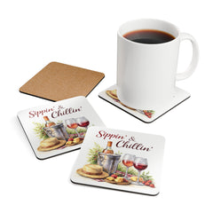 Sippin' & Chillin' Cork Coaster Set — Wine & Cozy Collection