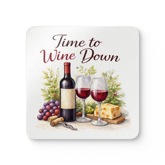 Wine Coasters — 'Time to Wine Down' Cork Drink Coaster Set - Wine & Cozy Collection