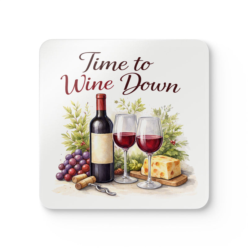 Wine Coasters — 'Time to Wine Down' Cork Drink Coaster Set - Wine & Cozy Collection