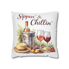 Sippin' & Chillin' Wine Picnic Decorative Pillow cover - Wine & Cozy Collection