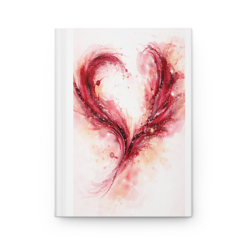 Wine Inspured Heart Watercolor Hardcover Journal — Romantic Red Heart Sketch Notebook