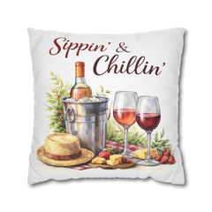 Sippin' & Chillin' Wine Picnic Decorative Pillow cover - Wine & Cozy Collection