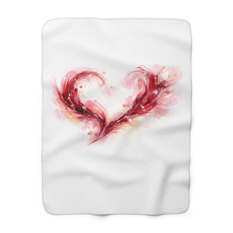 Abstract Heart Vineyard Sherpa Blanket — Wine-Inspired Fleece Throw