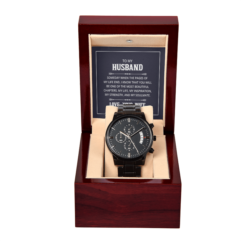 Timeless Black Chronograph Watch For Him