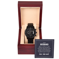 Timeless Black Chronograph Watch For Him