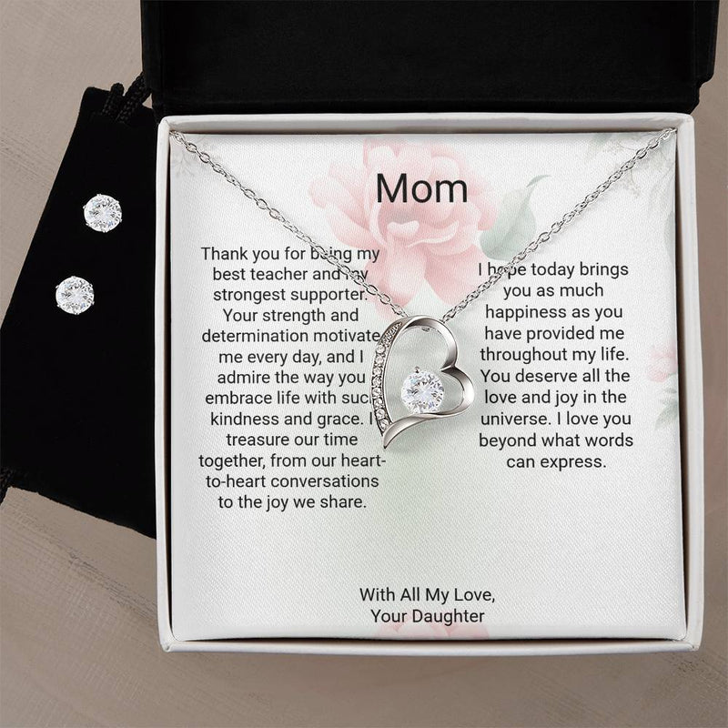 To Mom Forever Love Necklace & Earring's Set