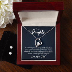 To My Daughter Forever Love Necklace & Earrings Set