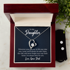 To My Daughter Forever Love Necklace & Earrings Set