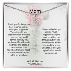 Customizable Name & Birth Flower Necklace