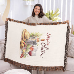 Sippin' & Chillin' Heirloom Artwork Woven Blanket