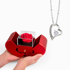 Forever In Love with you necklace and heart rose box